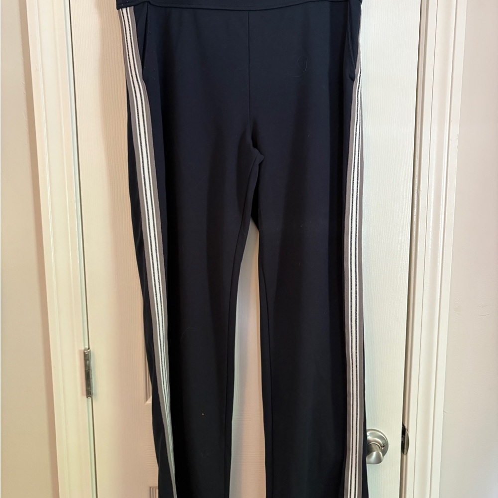 Women's navy Track Pants with White Stripe detail
